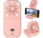 Ventilador de mano plegable, mini ventilador personal portátil USB recargable VENTILADOR DE Banco de Energía VENTILADOR DE Cuello, cargado por badería 180 ° VENTILADOR DE escretorio plegable de refrigeración (rosa)