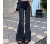 2024 Woman High Waist Vintage Jeans Lady High Street Slim Fit Denim Flare Pants Female Blue Black Gray Cool Bell Bottom Trousers