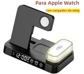 3 in 1 Alarm Clock Wireless Charger Mobile Phone Stand RGB Night Light Time Display For iPhone Samsung Apple Watch Fast Charging