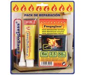 Kit Reparacion Estufas/Chimeneas, Cola Refractaria y Cordon Fibra Vidrio 6 mm. x 2,5 m.