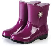 Botas de lluvia a media pantorrilla para mujer, botas cortas impermeables extraíbles, botas de agua, zapatos para jardín