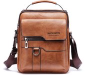 Bolso De Hombro Para Hombre PU Cuero Sintético Flaps Bolsa Mensajera Cruzada Negocios Solida Viaje 9.7" iPad Bolsa Maleta