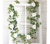 180cm Silk Rose Artificial Flowers Eucalyptus Leaves Vines Home Christmas Plants Floral Decor Wedding Arch Table Garden Arrange