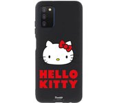 Funda original compatible con Samsung Galaxy A03s Negro con un diseño de Hello Kitty Logo