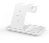 Estación de carga Apple/Android, cargador inalámbrico 3 en 1 para iPhone 16/15/14/13/12/11/Pro Max, base de carga para Apple Watch 10/9/8/7/6/5/4/3/2, cargador inalámbrico para AirPods 4~2 - Blanco