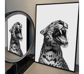 1pc Black White Fashion L-Leopard Poster Self-adhesive Art Waterproof Paper Sticker Coffee House Bar Room Wall Decor
