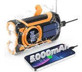 Radio de emergencia con manivela solar de 5000 mAh, IP65, impermeable, prueba de Polvo, Bluetooth 5,3, radio de Alerta meteorológica AM/FM/NOAA con interior, Cargador de teléfono, SOS, conector para