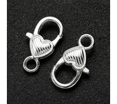 5/10pcs/lot 27x14mm Gold Silver Plated Rhodium Heart Shaped Lobster Clasp Hooks for Necklace&Bracelet Chain DIY Jewelry Making