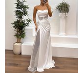 S-XLWomen's Casual Fashion Chest Wrapping Party Dress|2024 New European and American Spring and Autumn Color Ding Splicing Dress