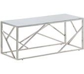 vidaXL Mesa de centro acero inoxidable y vidrio templado Plateado, Dorado, Plateado y blanco Mesita de Salón o Comedor o Auxiliar Mesa de Café Meuble Salón