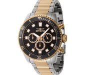 Reloj de pulsera Invicta Pro Diver - 46058 correa color: Oro amarillo Gris plata Dial Latón Negro Hombre