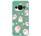 Tumundosmartphone Funda Silicona Líquida Verde para Xiaomi Redmi A3 diseño Cerdos Dibujos