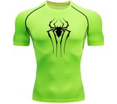 Spider Print Compression Shirts for Men Summer Short Sleeve Rash Guard Gym Workout Tshirt Athletic Quick Dry Undershirts Tops