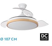Ventilador de techo LED Fabrilamp DC 72W 6120lm 107D 3asp.desplegables 3000-4000-6000k Remoto+temp+memoria - Potente ventilador DC de 72W con 6120lm, ángulo de 107D, ajustes desplegables, 3000-4000-6000k, control remoto, temporizador y memoria