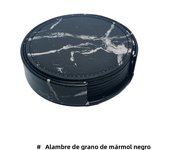 6 Pcs Artificial Leather Coasters Marble Style with Holder  Drink Coaster for Bar Kinds of Cup Kitchen Dining Table Decor