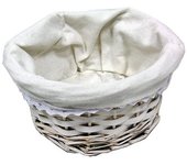 CESTA OVAL MIMBRE BLANCO C/ TELA BLANCA