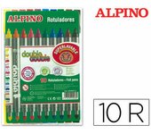 Rotulador alpino double double punta gruesa y punta fina caja de 10 colores Alpino