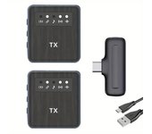 X1 Wireless Lavalier Microphone System Audio Video Voice Recording Mic for iPhone Android Mobile Phone Laptop PC Live