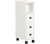 kleankin Armario de Baño Mueble Auxiliar para Baño Espacio Reducido con Ruedas Estantes Abiertos Armario Cajón 18x30x68,5 cm
