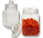 MundoTarros 2 Tarros de Vidrio Hermético Cuadrado de 1,2L – Botes de Cristal Transparente Resistente con Tapa para almacenar pasta, café, galletas, harina y alimentos secos | Incluye Etiquetas
