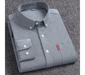 5XL Men's Oxford Long Sleeve Shirts 100% Cotton Solid Color Turn Down Collar Regular Fit Daily Men Clothing Button-down Shirts