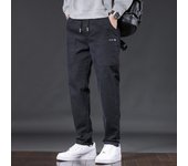 Multi-pocket Workwear Casual Pants Dark Blue Men's Spring Autumn Trendy Drawstring Stretch Straight Male Trousers Size 28-38