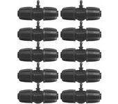 Conectores en T con púas de bloqueo de jardín de 16mm a 4/7, 10 unids/set de conectores para sistema de riego de jardín con manguera de PE