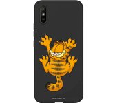 Funda original compatible con Xiaomi Redmi 9A Negro con un diseño de Garfield Arañazo