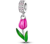 Silver Plated Pink Series Charms Pendant Lovely Dangle Pink Perfume Bottle Charm Beads Fit Bangle Bracelet Necklace Jewelry