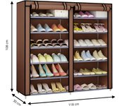 LUTODY - Zapatero, Organizador de zapatos de tela textil auxiliar, Compacto de varios niveles, Vertical , Tubo metal, Plegable, Vestidor portátil para recibidor, Entrada, Sala de estar, Salón, Ligero y resistente