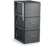 Plastic Forte - Cajonera de Plástico Volga Rattan Antracita / Wengué / Blanco Decoración Hogar Oficina