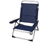 UD - Silla de Playa Plegable de Aluminio – Azul Oscuro, 108x60x78 cm | Ligera, Resistente y Portátil
