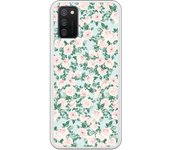 Funda compatible con Samsung Galaxy A02S - Patron flores con fondo verde