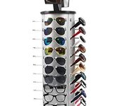 Estante de exhibición de 44 pares de gafas de sol, soporte giratorio comercial de 360°, soporte de almacenamiento independiente para gafas con espejo, estante organizador de marco de vidrio para tienda (cuadrado)