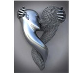 Metal Figure Statue Posters Print Modern Lovers Sculpture Canvas Painting Wall Art Wall Pictures for Room Home Decoration
