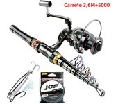 1.8M-3.6M Telescopic Spinning Sea Fishing Rod Reel Set Ultralight Baitcasting Pole with Metal Spool Max Resistance 3-8kg Pesca
