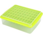 Bandeja de hielo con 66 rejillas, molde para hacer cubitos de hielo, herramienta con tapa, caja de almacenamiento para bar en casa (verde)