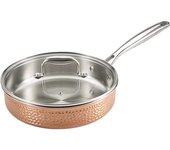 BERGER- Cazuela de 3 capas en cobre de 24 cm con tapa de cristal Infinity Chefs De Luxe- Acero inoxidable