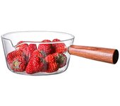 Olla De Cocina De Vidrio 400/600ML Con Manija De Madera Para Sopa Leche Fideos Instantáneos Cocina Universal Sin Químicos