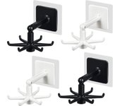 piezas de gancho plegable giratorio de 360 grados, multiusos, para colgar utensilios, gancho autoadhesivo vertical de 180 grados, estante para utensilios con 6 ganchos