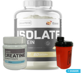 ¡Pack Ahorro! ISOLATE 1800g + Creatina 300g + Shaker (regalo) - Natural Protein│MUSCLECULT│Más músculos