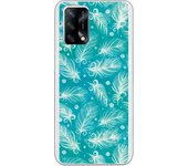 Funda compatible con Oppo A74 4G - Patron plumas blancas con fondo