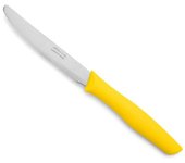 Cuchillo de Mesa Arcos Nova 188825 de Acero Inoxidable Nitrum y Mango de Polipropileno Amarillo 11 Cm con Funda y Caja Expositora