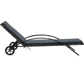 vidaXL Tumbona con cojín y ruedas ratán sintético Marrón, Negro, Antracita Sillas de Exterior Ideal para jardín, playa, piscina, terraza Tumbona Piscina Tumbonas Playa Tumbonas Jardín Exterior