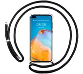 Tumundosmartphone Funda Colgante Transparente para Huawei P40 con Cordon Negro