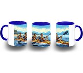 MERCHANDMANIA TAZA COLOR deporte playa kayak amigos isla tropical color mug