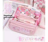Sanrio Large Capacity Pencil Case Stickers Memo Pad Gel Pen Kuromi Cinnamoroll Pachacco Student Stationery Set School Supplies