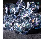 7PCS Sharp Resin Dice Set Liquid Core Dice & Sharp Edge Role Playing Games Dice,Gold foil resin dice