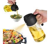 TrendPlain Pulverizador Aceite Spray 470ml - 2 en 1 Spray Aceite Cocina, Dispensadora para Freidora de Aire, Ensaladas, Vinagre y Accesorios Cocina - Negro-más verde-beige Pulverizador de aceite de cocina para freidoras de aire y de ensalada