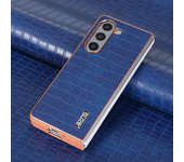Luxury Crocodile Pattern Leather Phone Case for Samsung Galaxy Z Fold 6 5 4 3 Fold6 5G Shockproof Electroplat Frame Soft Cover